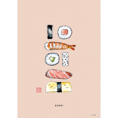 Poster Azie Sushi 15x20cm - 6 stuks
